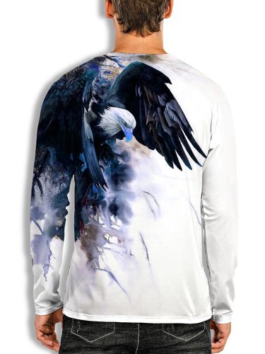 Men's 3D Print Tee T Shirt Shirt Graphic Prints Eagle Long Sleeve Print Tops