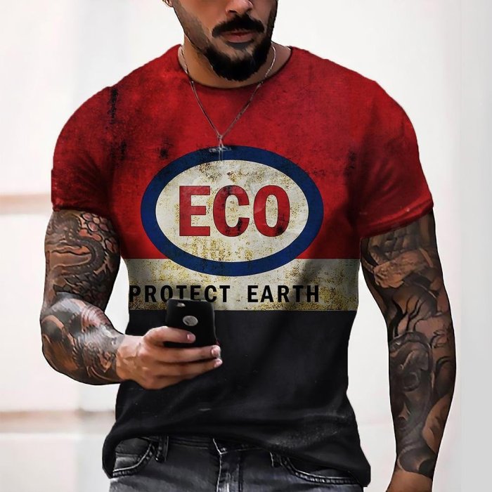 3D Graphic Printed Short Sleeve Shirts Graphic Letter