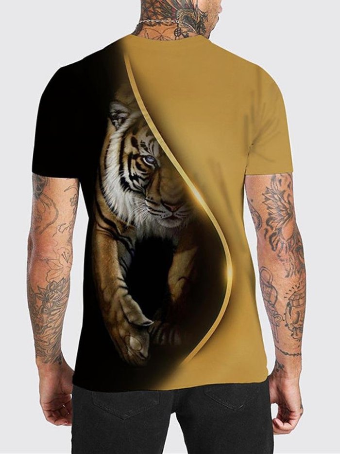 Men's T Shirt Graphic Prints Tiger Short Sleeve Print Tops