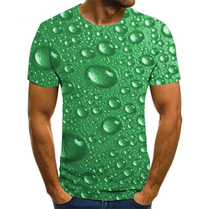 3D Graphic Printed Short Sleeve Shirts Drop Of Water