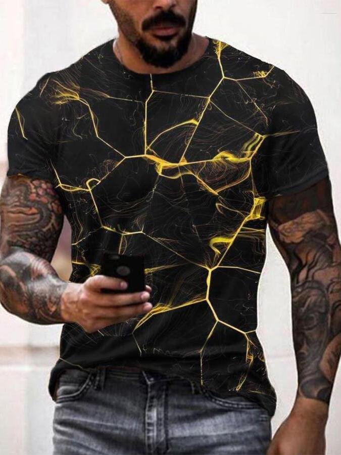 Men's Street Crack Fashion Print T-Shirt