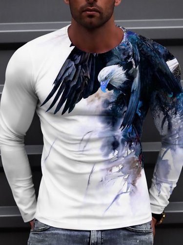 Men's 3D Print Tee T Shirt Shirt Graphic Prints Eagle Long Sleeve Print Tops