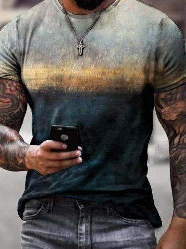 Men's Gradient Casual Round Neck Short Sleeve