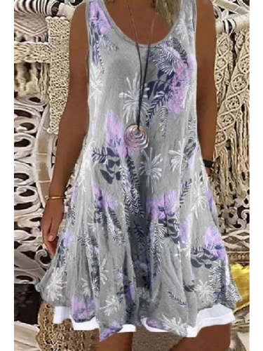 Sexy Round Neck Loose Printed Dress