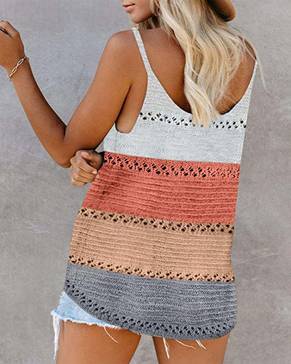 Colorblock Cutout Sexy Sling Top