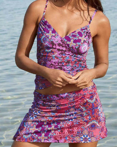 Off-the-shoulder Floral Tank Top Swimsuit