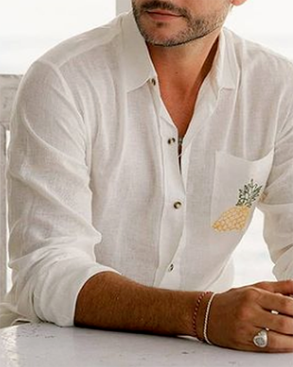 Men's Cotton Linen Style Long Sleeve Shirt Top
