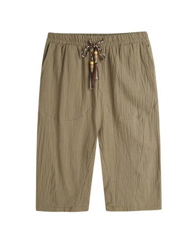 Men's Linen Solid Color Casual Straight Pants