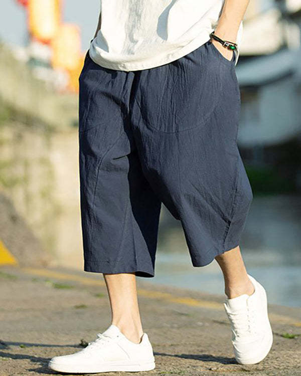 Men's Plain Cotton Linen Casual Pants