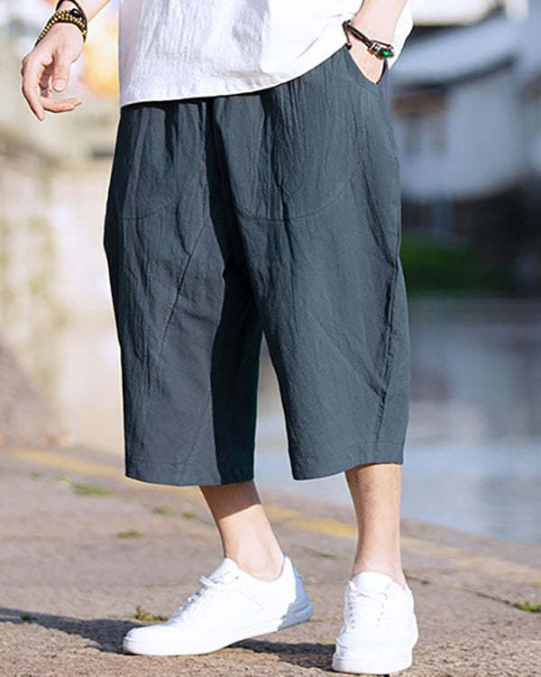 Men's Plain Cotton Linen Casual Pants