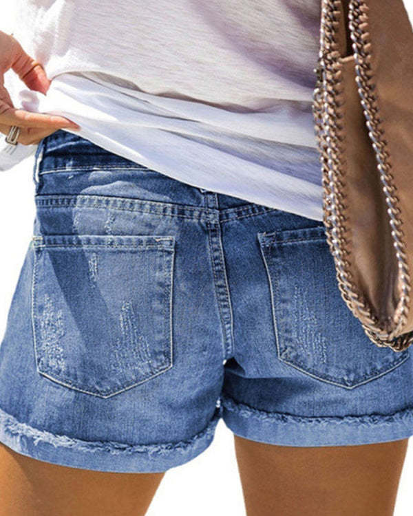 Summer Denim Print Shorts Pants