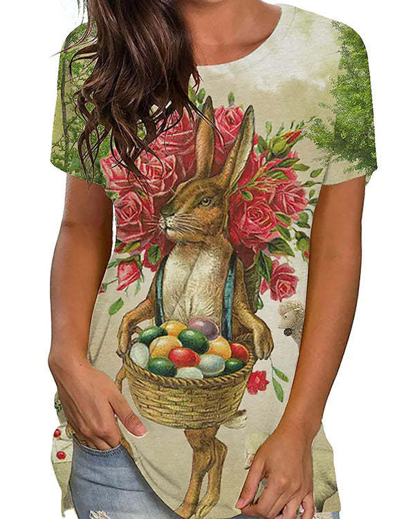 Women's Floral Theme Happy Easter T shirt