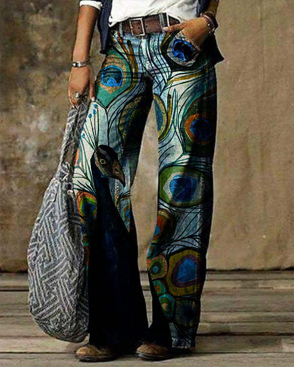 Peacock Art Pattern Pants