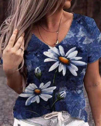 Summer Printed Short Sleeve T-shirt Women's Top