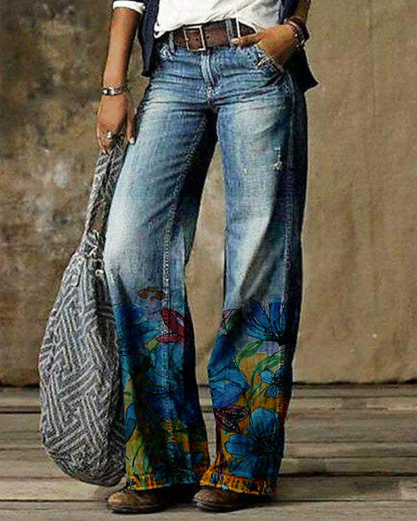 Vintage Flower Casual Pants
