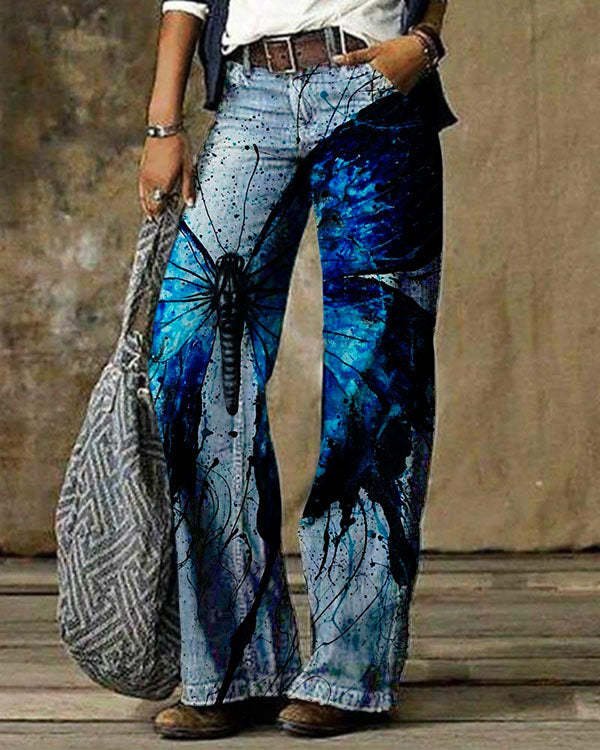 Vintage Butterfly Casual Pants