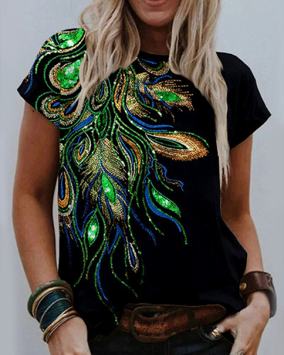 Women's Peacock Feather Pattern Top