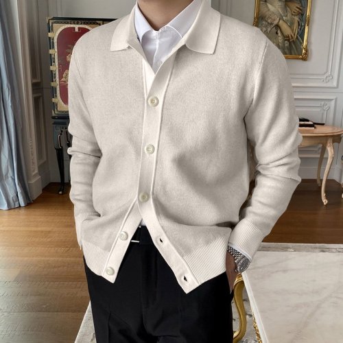 Men's Lapel Knitted Sweater Cardigan