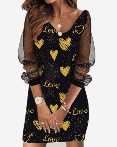 Women's Printed Pattern Mesh Dress