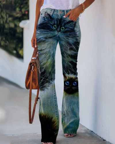 Women's Cat Pattern Pants