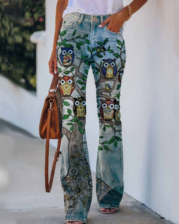 Women's Cute Owl Print Pants