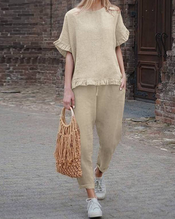 Vintage Linen Casual Loose Cotton Suit