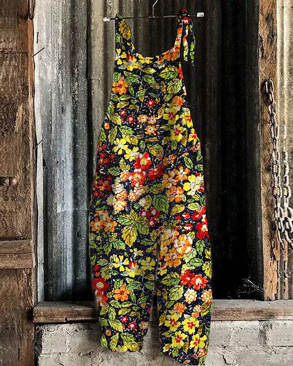 Women's Floral Print Loose Casual Jumpsuit