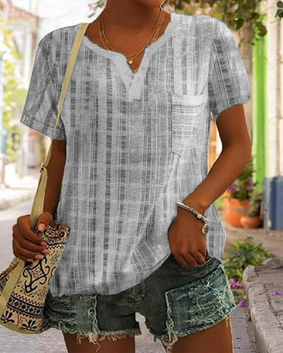 V Neck Loosen Casual Short Sleeve Tops