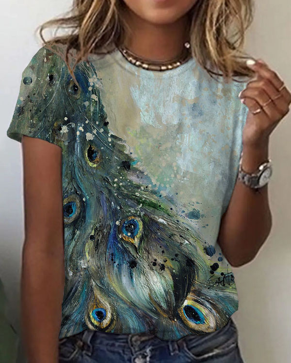 Women's Peacock Pattern Top