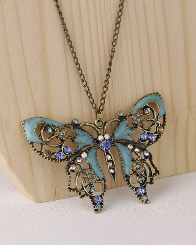 Vintage Cutout Butterfly Necklace