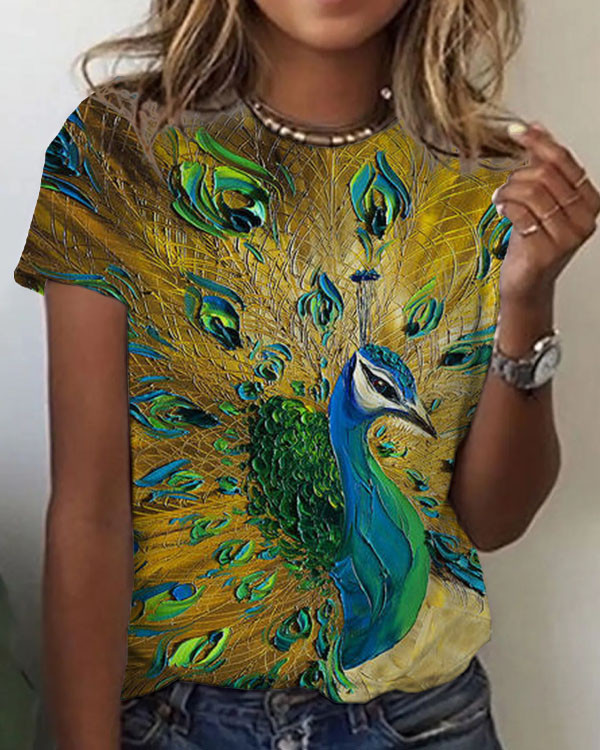 Women's Peacock Pattern Top