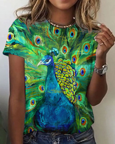 Women's Peacock Pattern Top