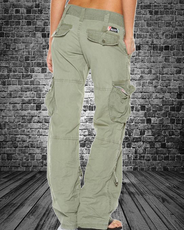 Multi Pocket Casual Loose Straight Fit Women's Cargo Pants