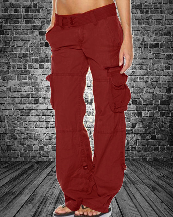Multi Pocket Casual Loose Straight Fit Women's Cargo Pants