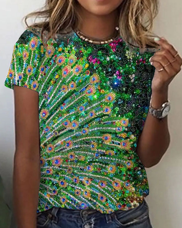 Women's Peacock Pattern Top