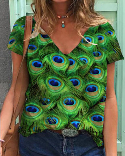 Peacock V-Neck Top