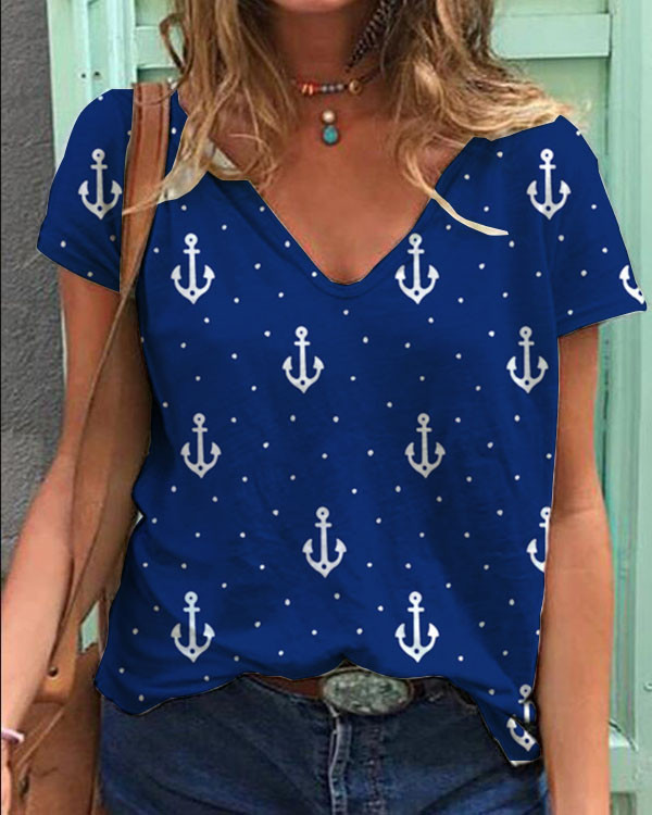 Anchor Loose V-Neck Top