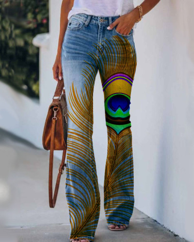 Women's  Peacock  Pattern Pants