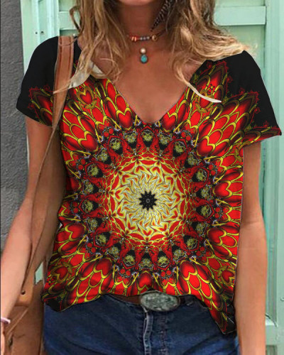 Mandala V-Neck Top