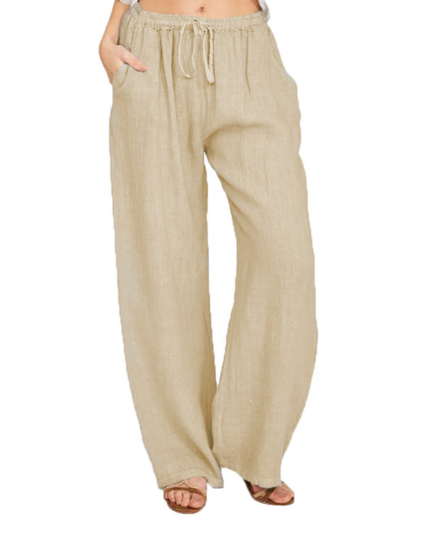 Casual Loose Linen Drawstring Elasticized Pants