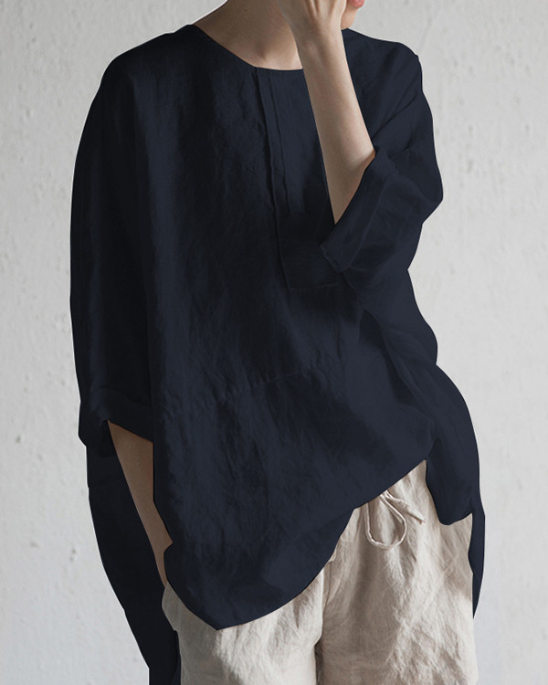 Comfortable Solid Linen Top