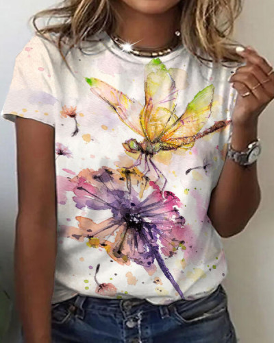 Women's Dragonfly Dandelion Crewneck Top