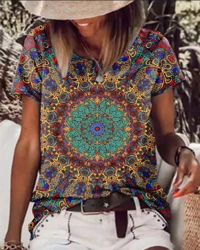 Mandala Floral Crewneck Top