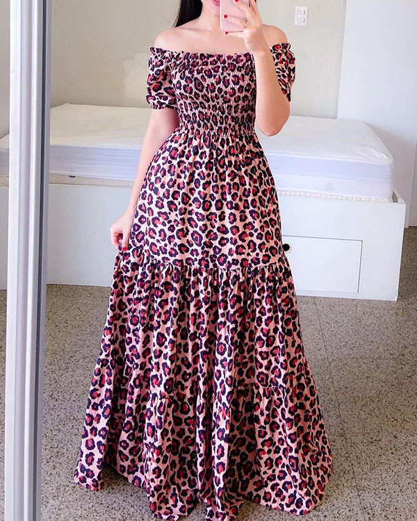 One-Shoulder Print Swing Dress