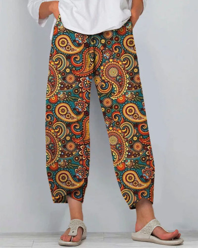 Women's  Paisley Floral Casual Loosen Pants