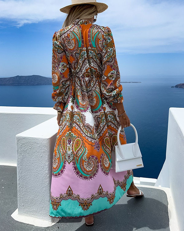 Resort V-Neck Knee Length Beach Dress