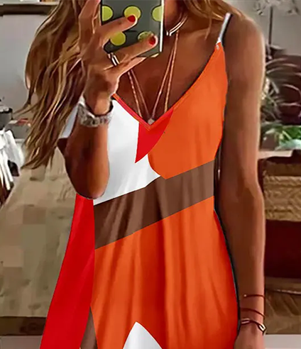 Casual Loose Color Block Slip Dress