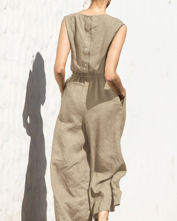 Casual Loose Temperament Solid Color Jumpsuit