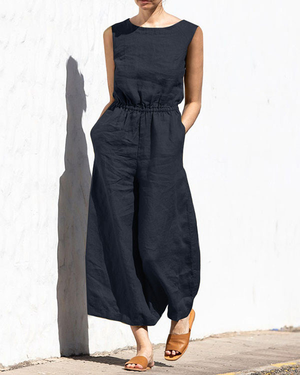 Casual Loose Temperament Solid Color Jumpsuit