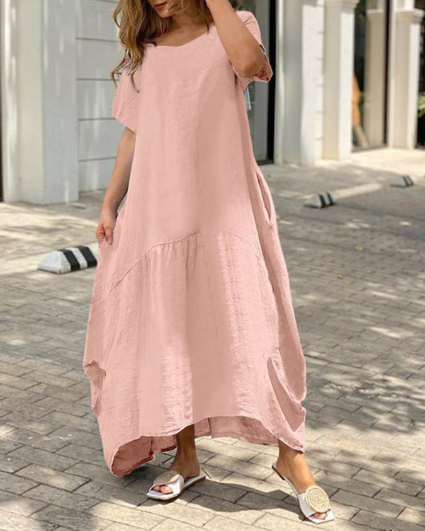 Casual Loose Plus Size Linen Maxi Dress